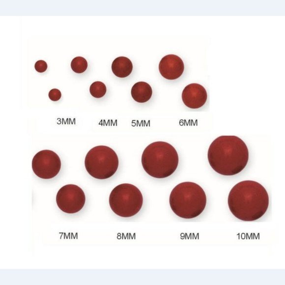 14K Solid Gold Red Coral Ball Push Back Stud Earrings Size 5mm - Picture 2 of 2